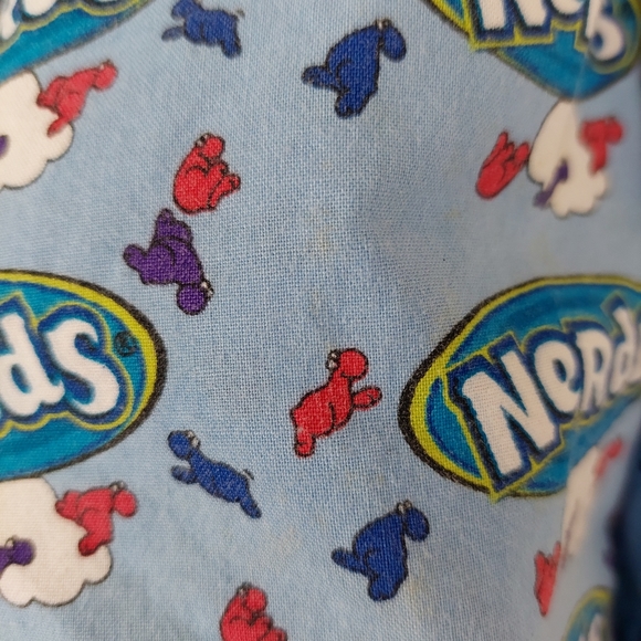 Vintage Nerds Candy Novelty Print Button Front Pajama Shirt, M - Picture 11 of 13